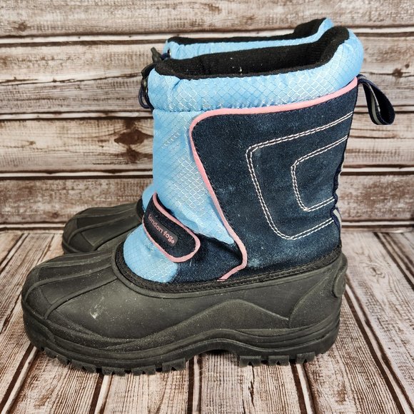 LONDON FOG Youth Girl's 4/5 Pull On Winter Snow Boot Blue Black - Picture 4 of 10